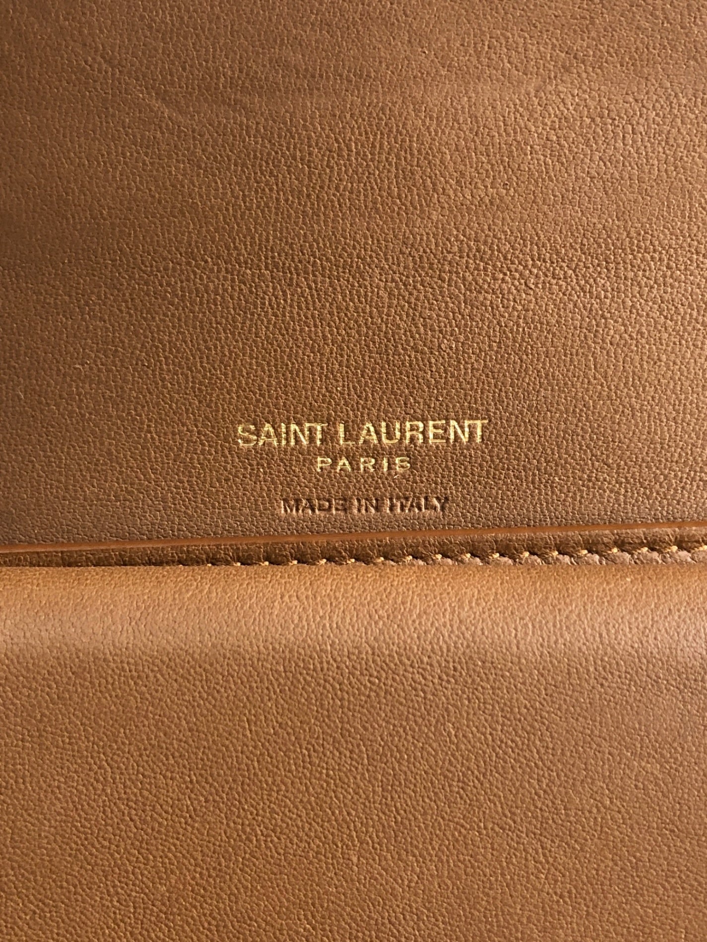 SAINT LAURENT PARIS YSL Logo Trifold Wallet Brown Vintage 2d43kh