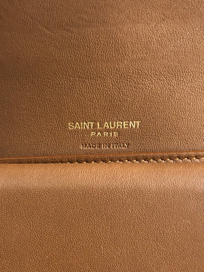 SAINT LAURENT PARIS YSL Logo Trifold Wallet Brown Vintage 2d43kh
