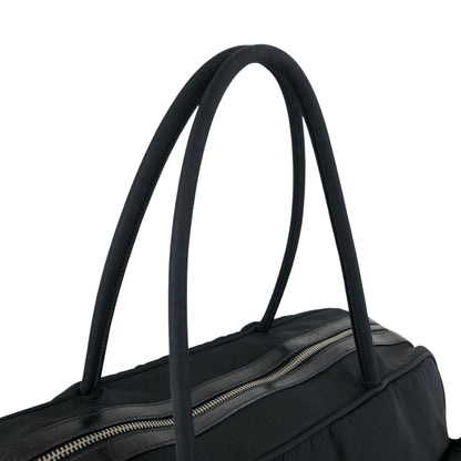 PRADA Tessuto Triangle Logo Double Pocket Handbag Boston bag Black Vintage 84gcbc