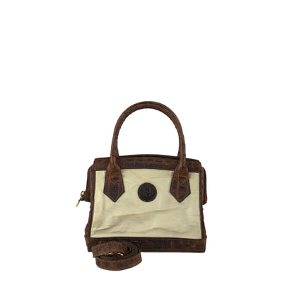 FENDI Logo Two-way Handbag Shoulder bag Beige Vintage apxrfn