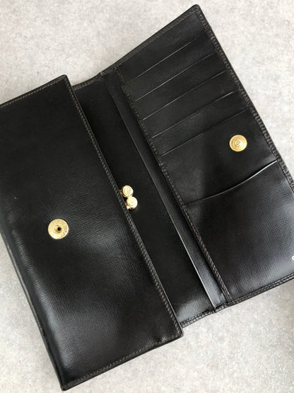 CELINE Gancini Long Wallet Black Vintage xfm7yd