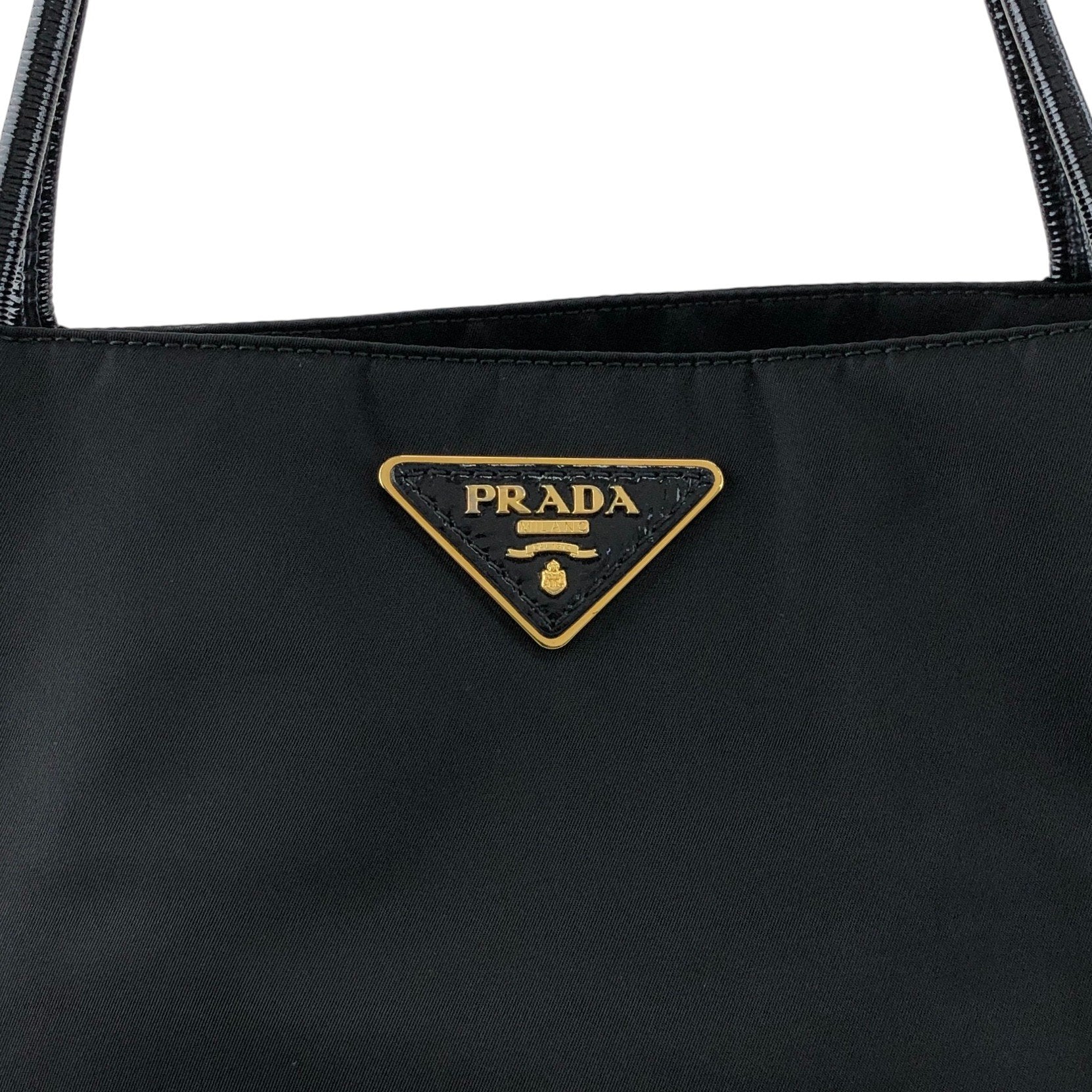 PRADA Tessuto Triangle Logo Handbag Totebag Black Vintage wn5b6d