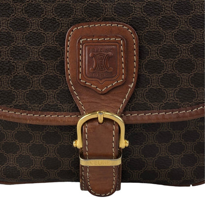 CELINE Macadam Blason Front Buckle Shoulder bag Brown Vintage ketsrv