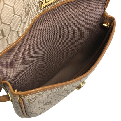 Christian Dior Honeycomb Pattern Shoulder bag Beige Vintage 6kz754