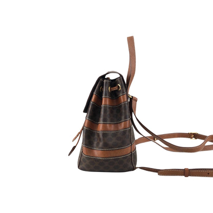 CELINE Macadam Logo Embossed Backpack Brown Vintage fbhpns