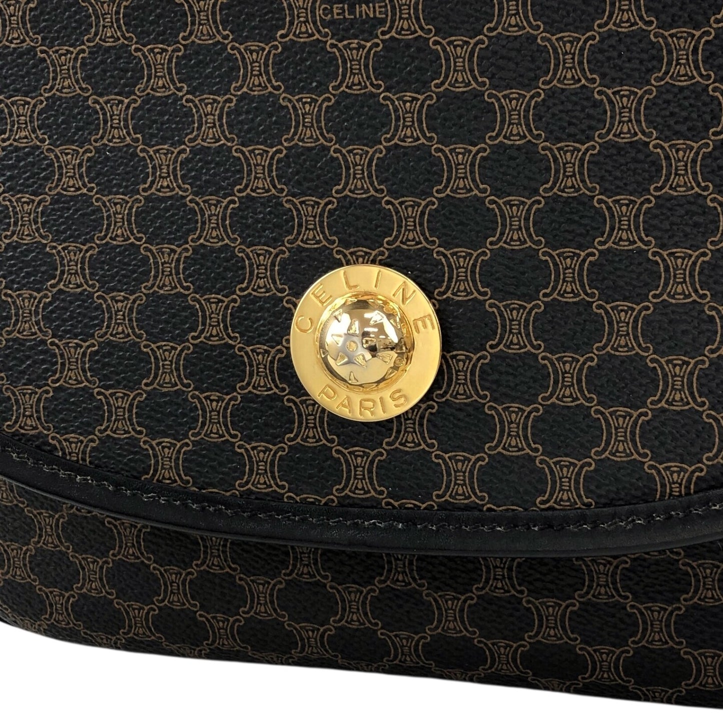 CELINE Macadam Starball Flap Shoulder bag Black Vintage a8awaa