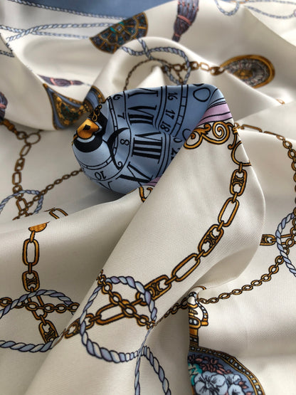 CELINE Scarf White×Navy Vintage ya8g83