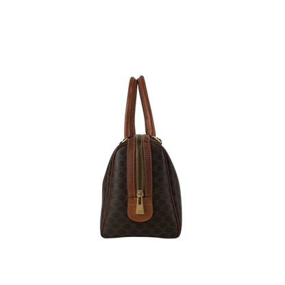 CELINE Macadam Blason Small Boston bag Handbag Brown Vintage f2ydjv