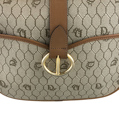 Christian Dior Honeycomb Pattern Round Shoulder bag Beige Vintage rd2a45