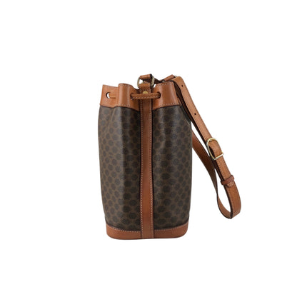 CELINE Macadam Drawstring Small Shoulder bag Brown Vintage kzhdhu