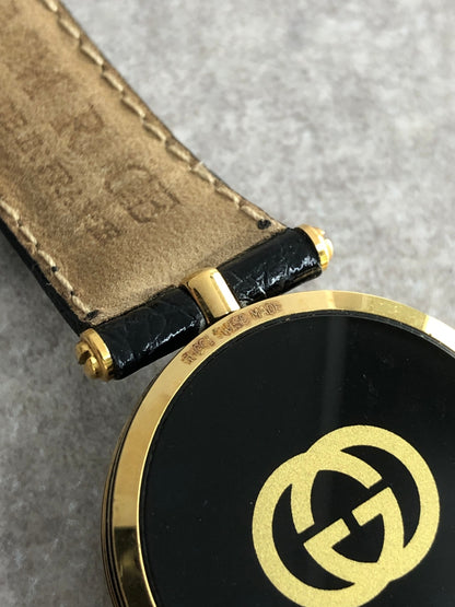 GUCCI Logo Watch Black 2040M Vintage mr6i3u