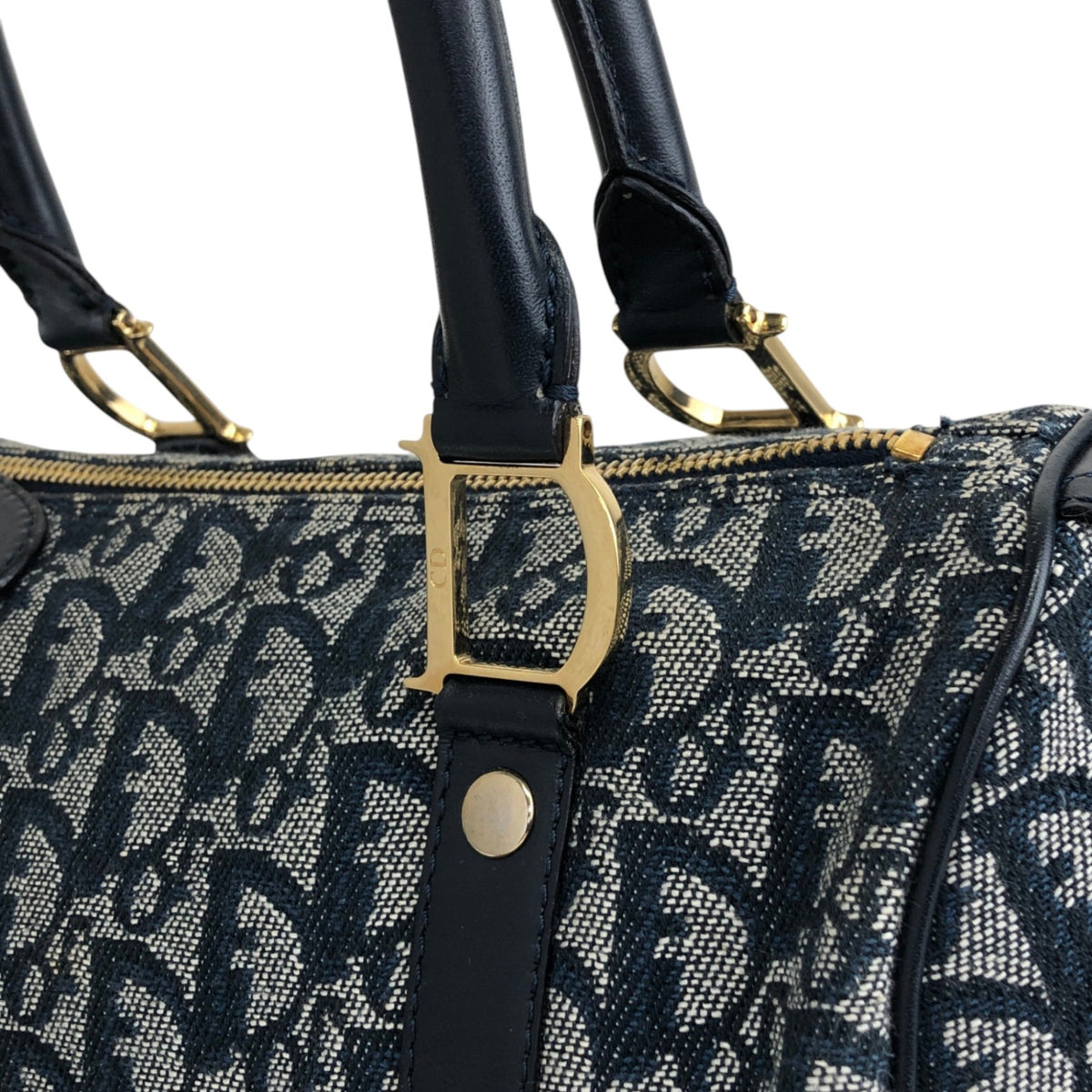 Christian Dior Trotter Small Boston bag Handbag Navy Vintage nt87zs