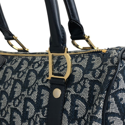 Christian Dior Trotter Small Boston bag Handbag Navy Vintage nt87zs