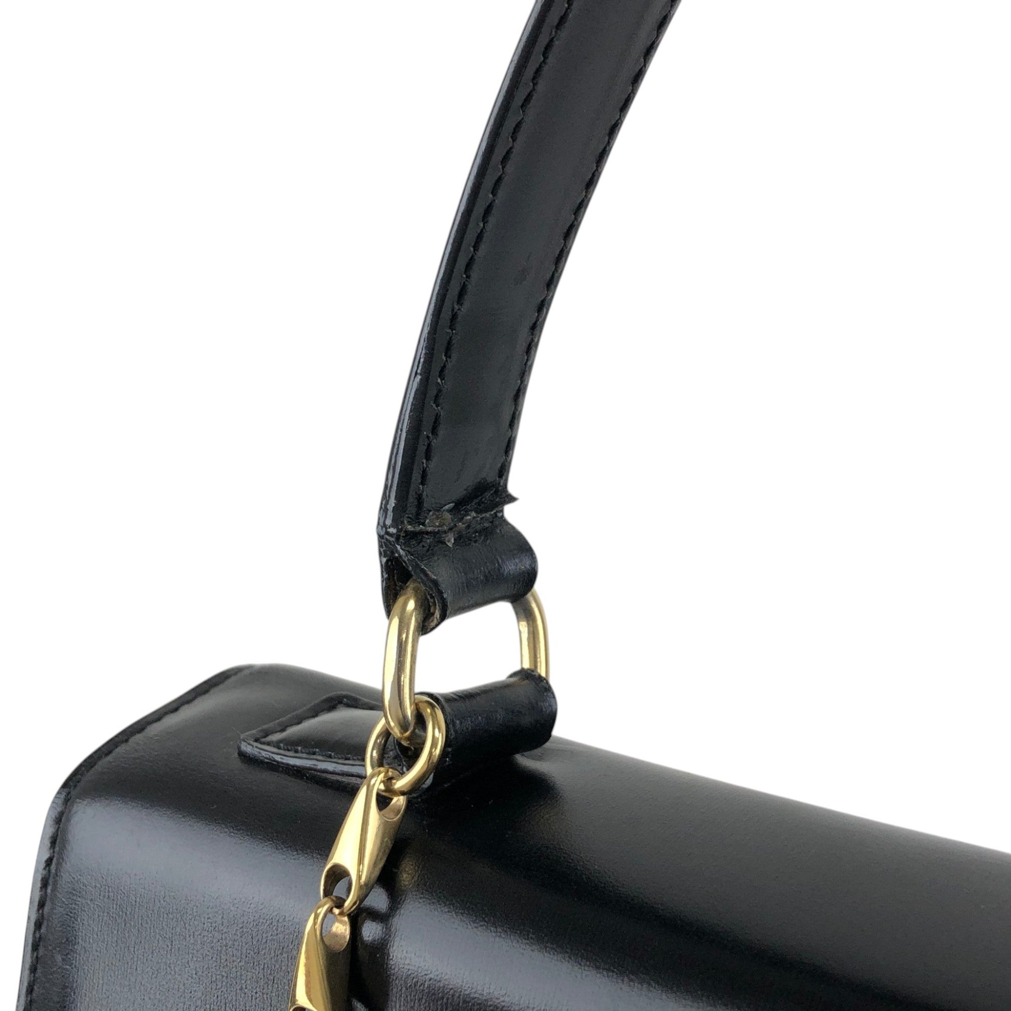 CELINE Gancini Toggle Clasp Handbag Black Vintage gpjwxc