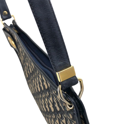 Christian Dior Trotter CD 標誌提花皮革肩背包海軍藍復古 c35cce 