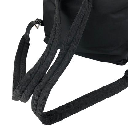 PRADA Tessuto Triangle Logo Front Buckle Double Pocket Backpack Black Vintage 5kjjr2