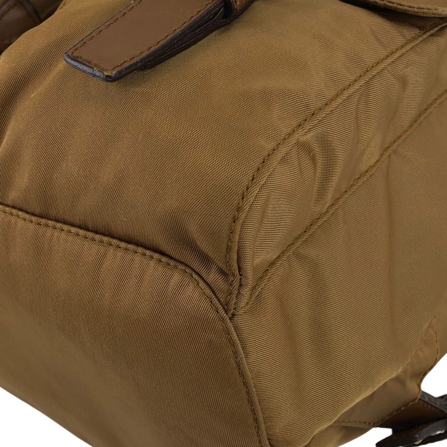 PRADA Tessuto Triangle Logo Double Pocket Backpack Beige Vintage rb8azz