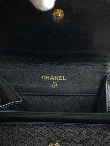 CHANEL Coco Mark Coin Purse Black Vintage gscxim