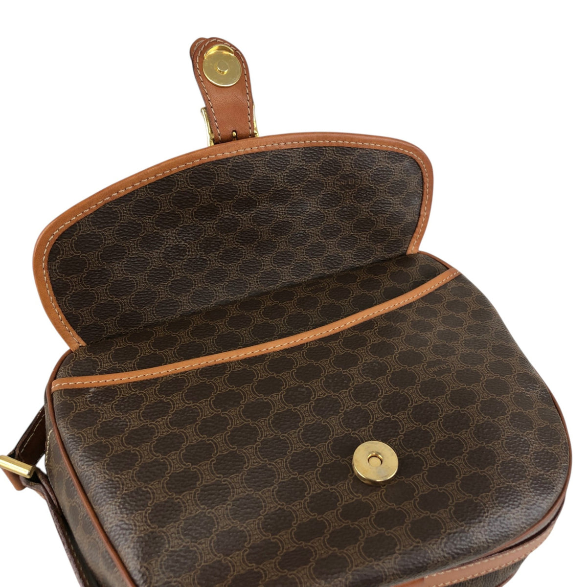 CELINE Macadam Blason Front Buckle Shoulder bag Brown Vintage n75n6t