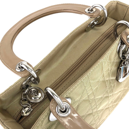 Christian Dior Lady Dior Cannage Logo Charm Handbag Beige Vintage 8h86ku