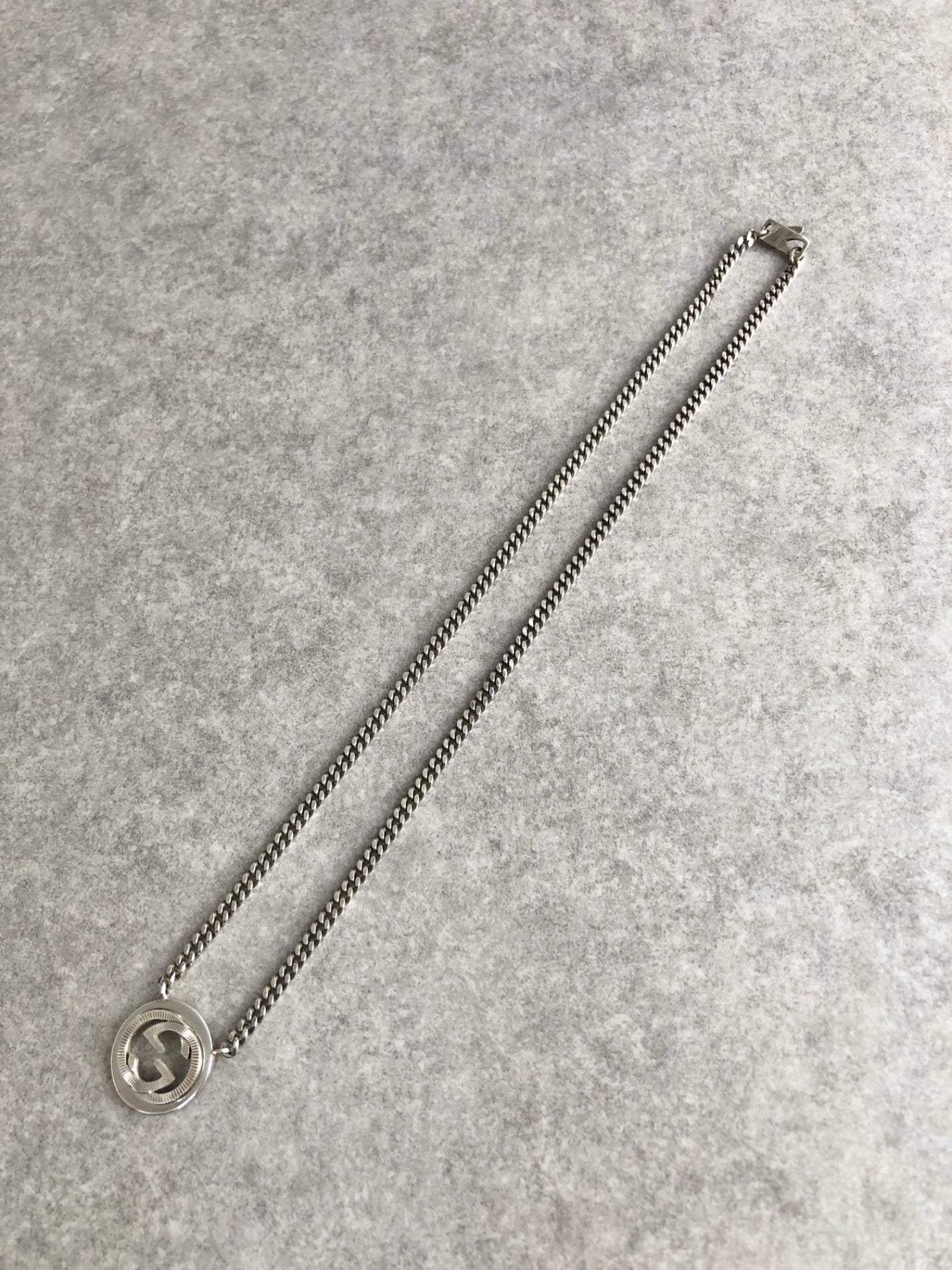 GUCCI Interlocking Necklace Silver Vintage fw6zza