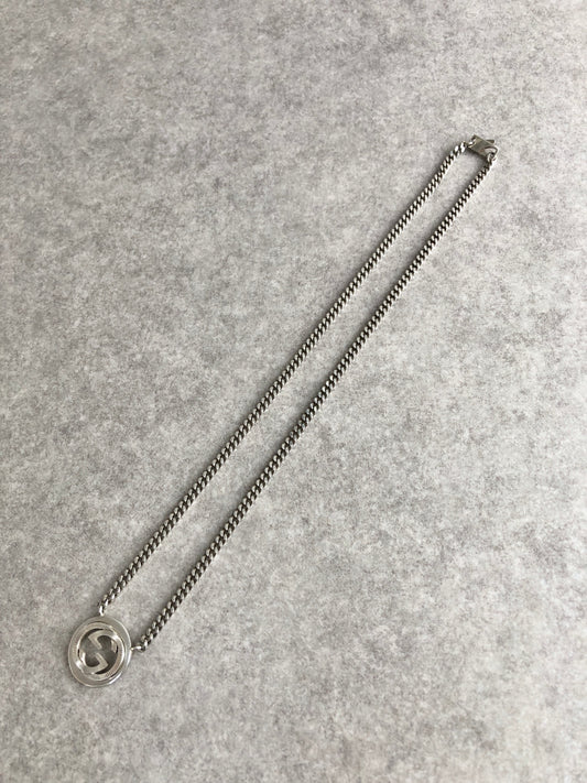 GUCCI Interlocking Necklace Silver Vintage fw6zza
