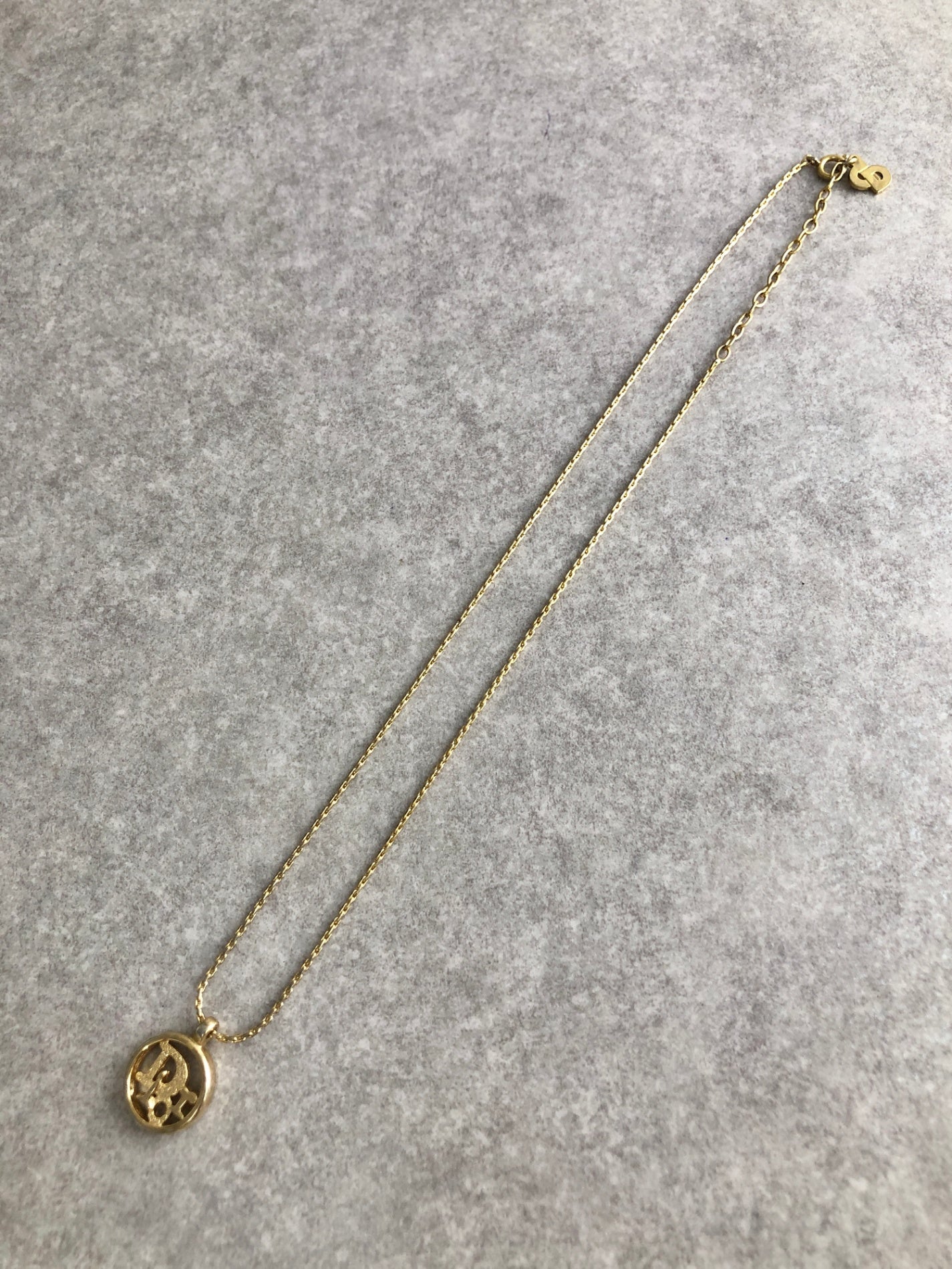 Christian Dior Logo Motif Necklace Gold Vintage fmzag2