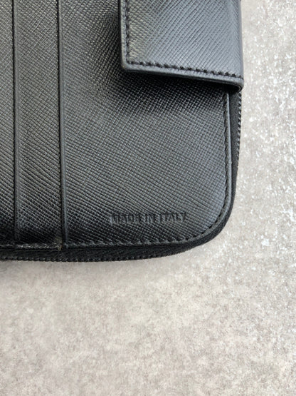 PRADA Triangle Logo Folded Wallet Black Vintage pjch8z