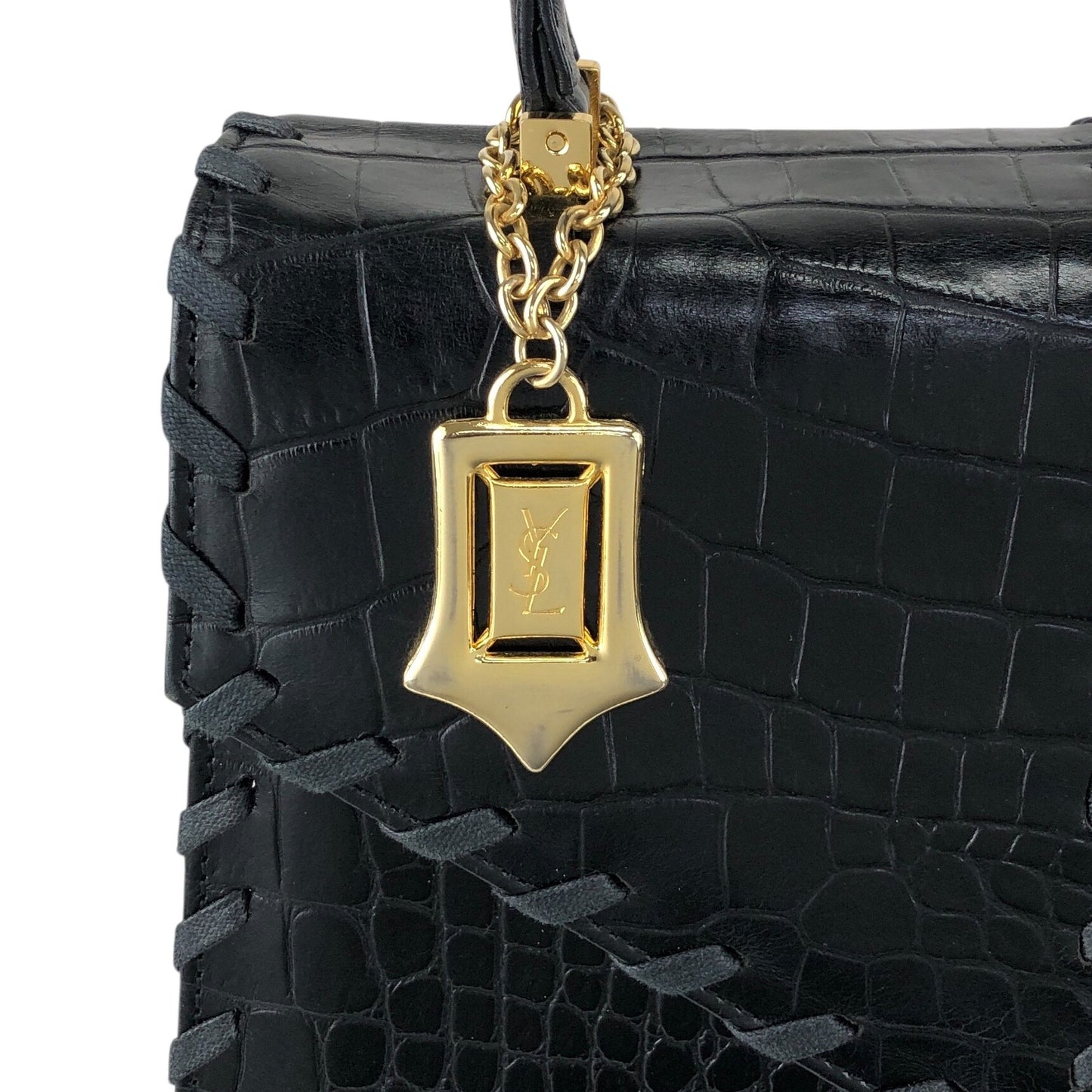Yves Saint Laurent YSL Charm Handbag Black Vintage dxsc3k