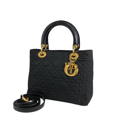 Christian Dior Lady Dior Cannage Logo Charm Two-way Handbag Shoulder bag Black Vintage wn3rsu