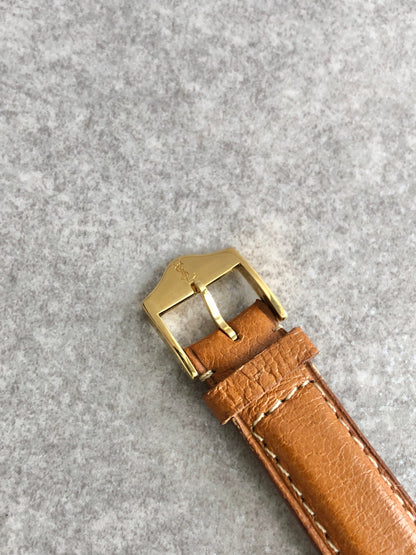 Yves Saint Laurent YSL Logo Quartz Watch Gold×Brown 518731 Vintage mmjgay