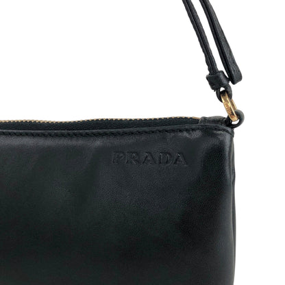 PRADA Logo Embossed Shoulder bag Black Vintage 4833mz