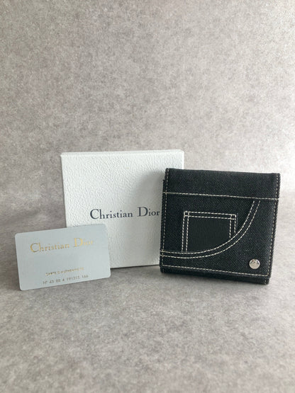 Christian Dior CD Logo Trifold Wallet Black Vintage 3wudpt