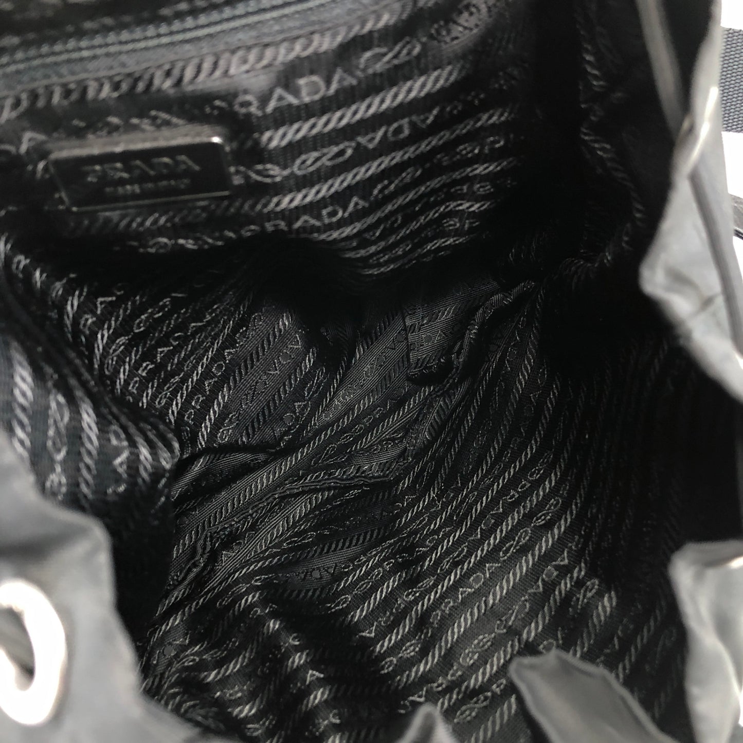 PRADA Triangle Logo Double Pocket Backpack Black Vintage rd6n42