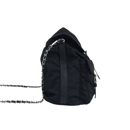 PRADA Triangle Logo Front Buckle Shoulder bag Black Vintage fkfvej