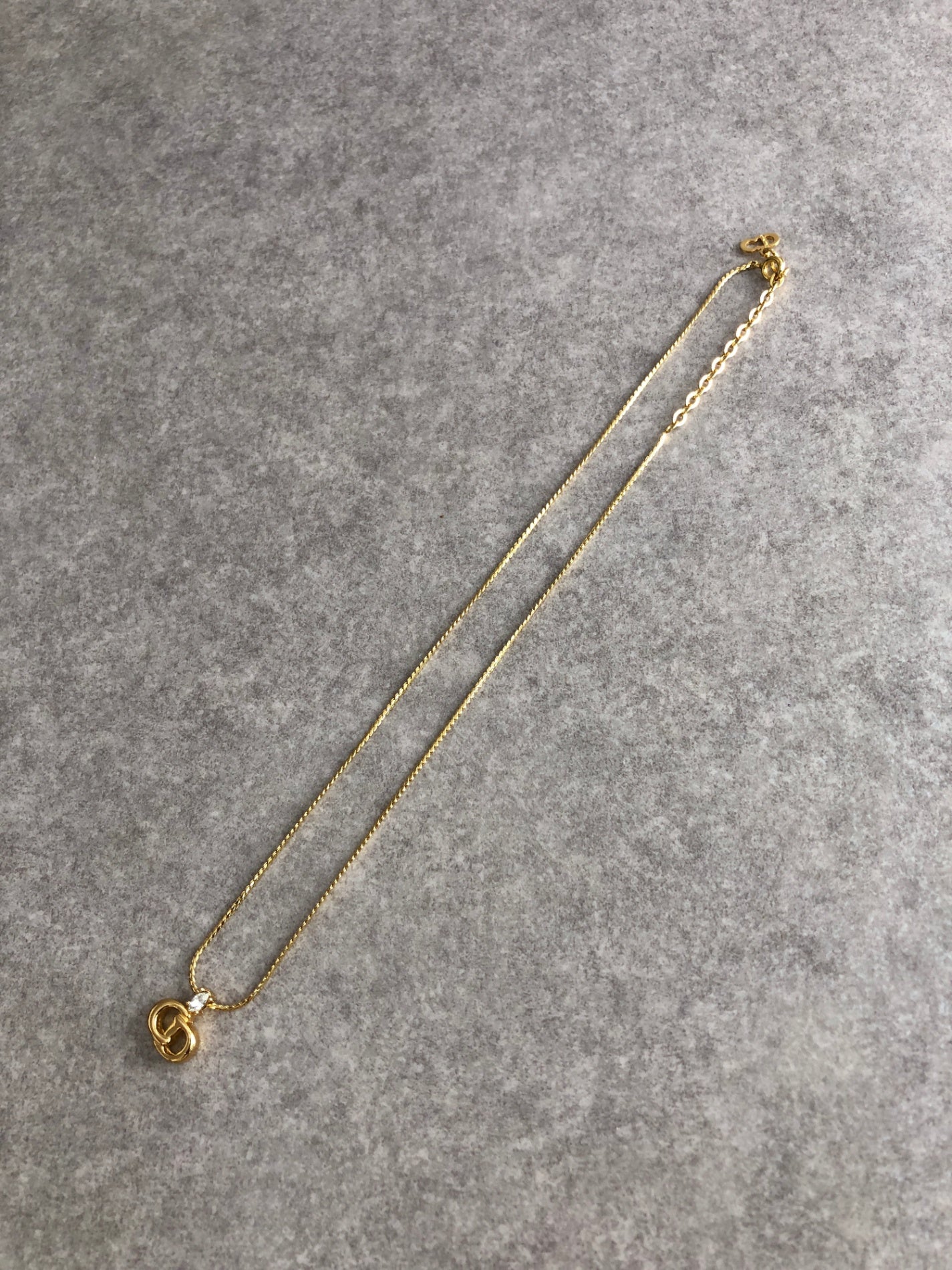 Christian Dior Logo Rhinestone Necklace Gold Vintage a2c73c