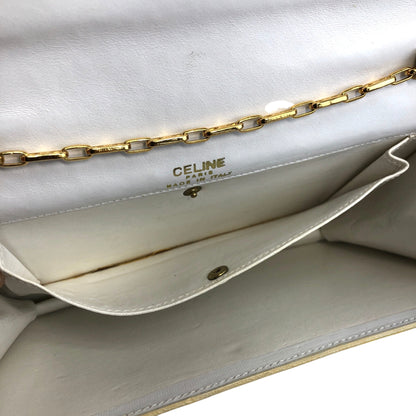 CELINE Blason Chain Shoulder bag White Vintage hm62kf