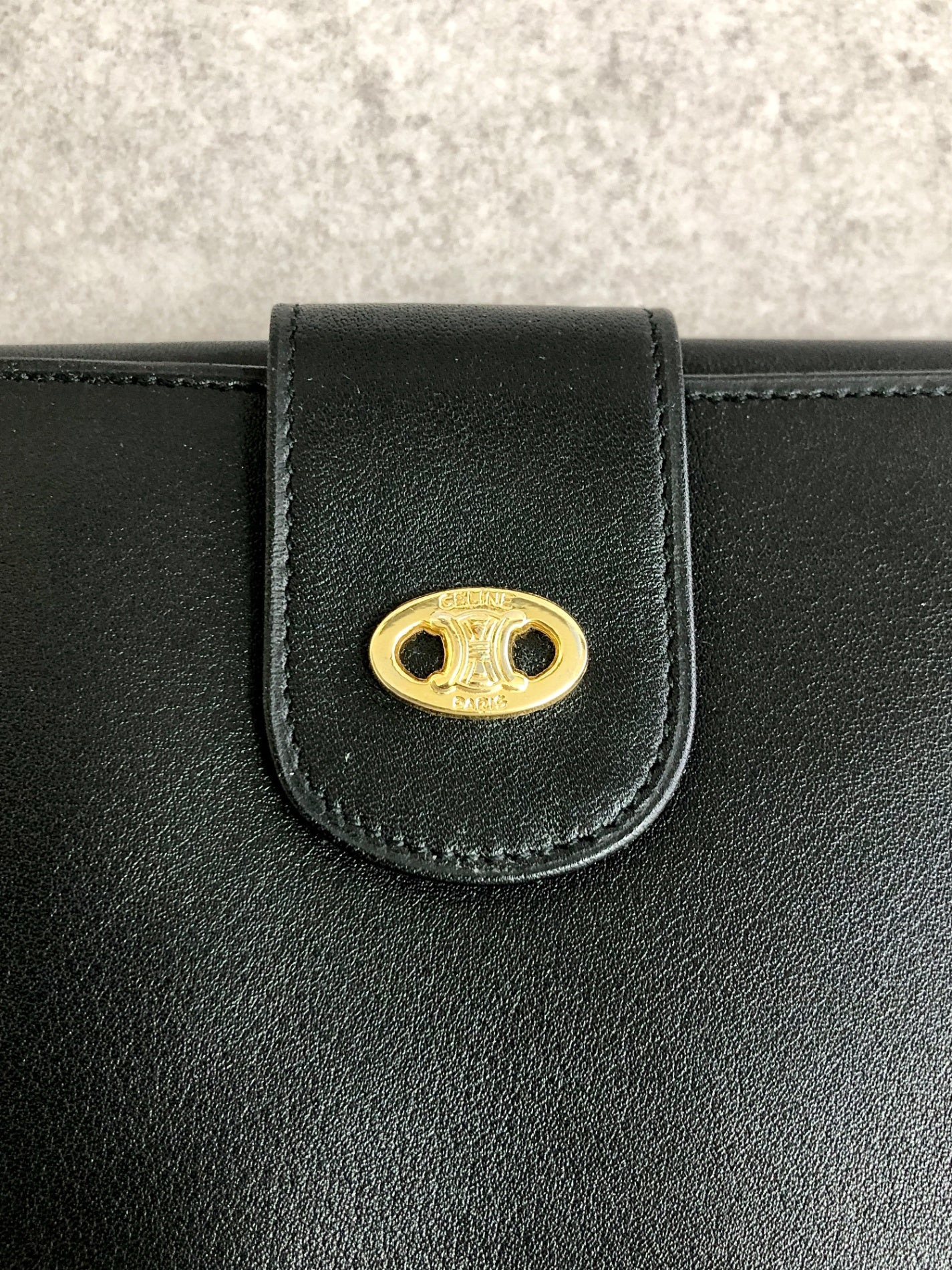 CELINE Blason Long Wallet Black Vintage 4g2ket