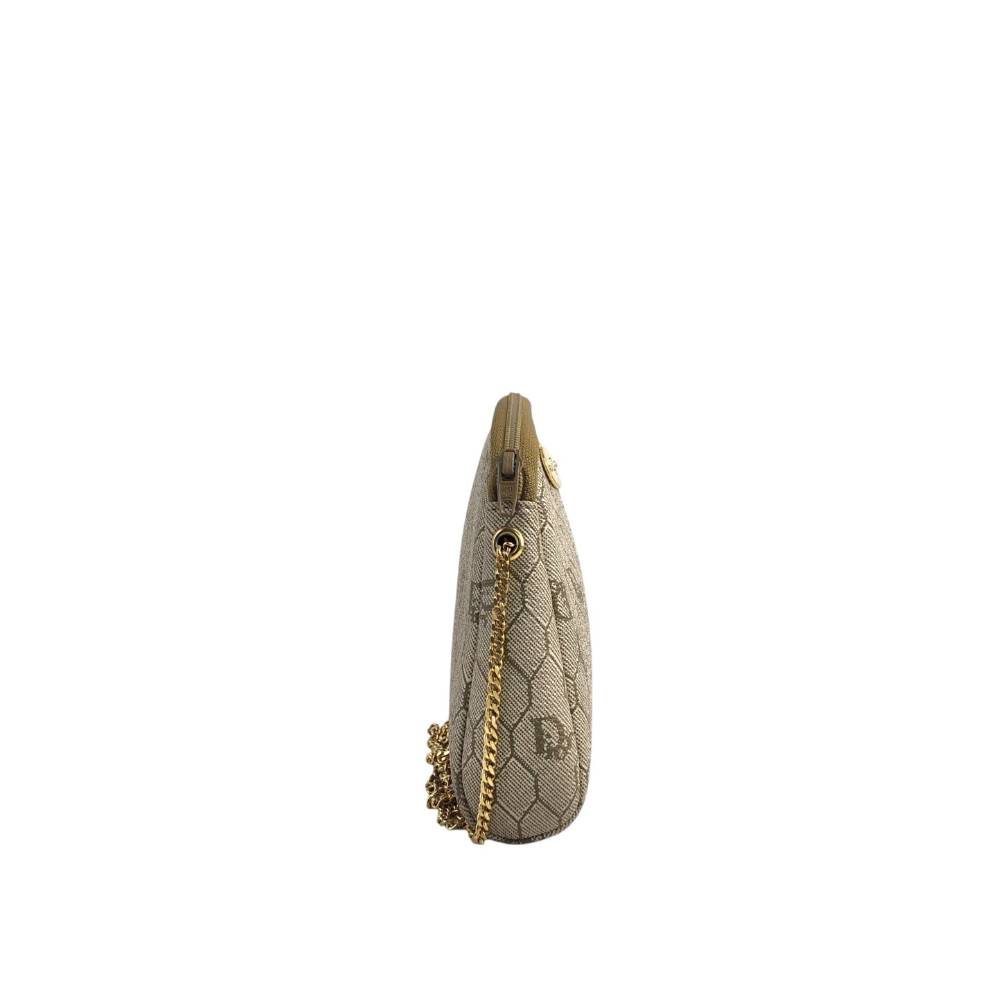 Christian Dior Honeycomb Logo Chain Shoulder bag Beige Vintage z74c8c