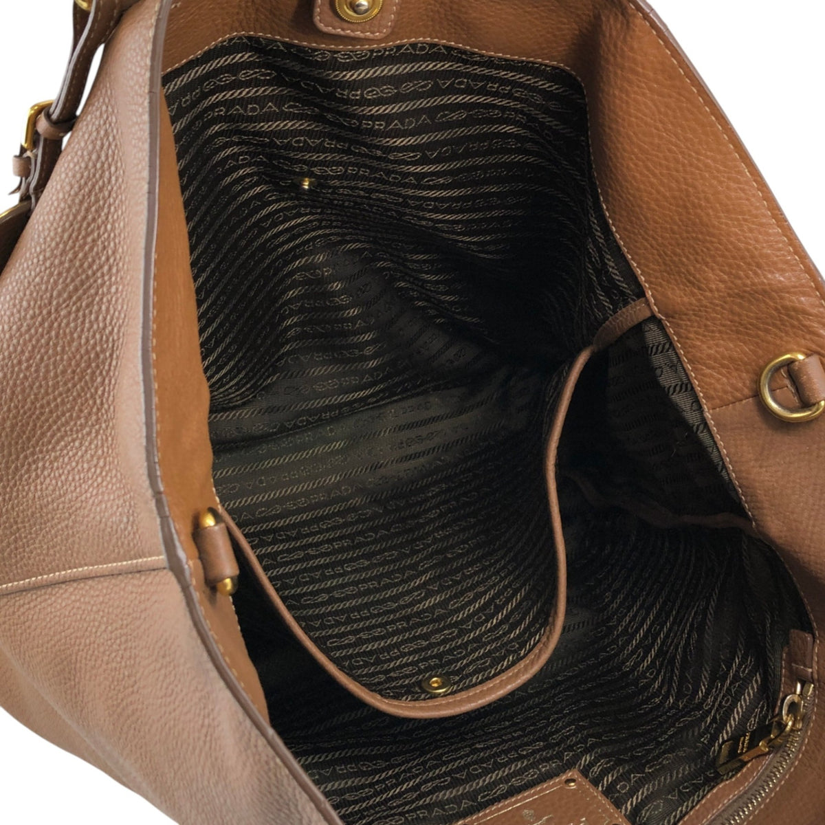 PRADA Logo Two-way Totebag Shoulder bag Brown Vintage 38ggy4