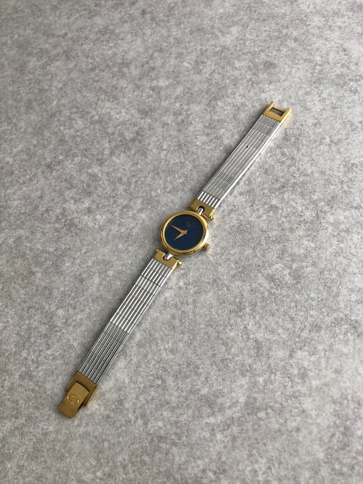 Christian Dior Logo Watch Silver×Gold 3025 Vintage fadvvc