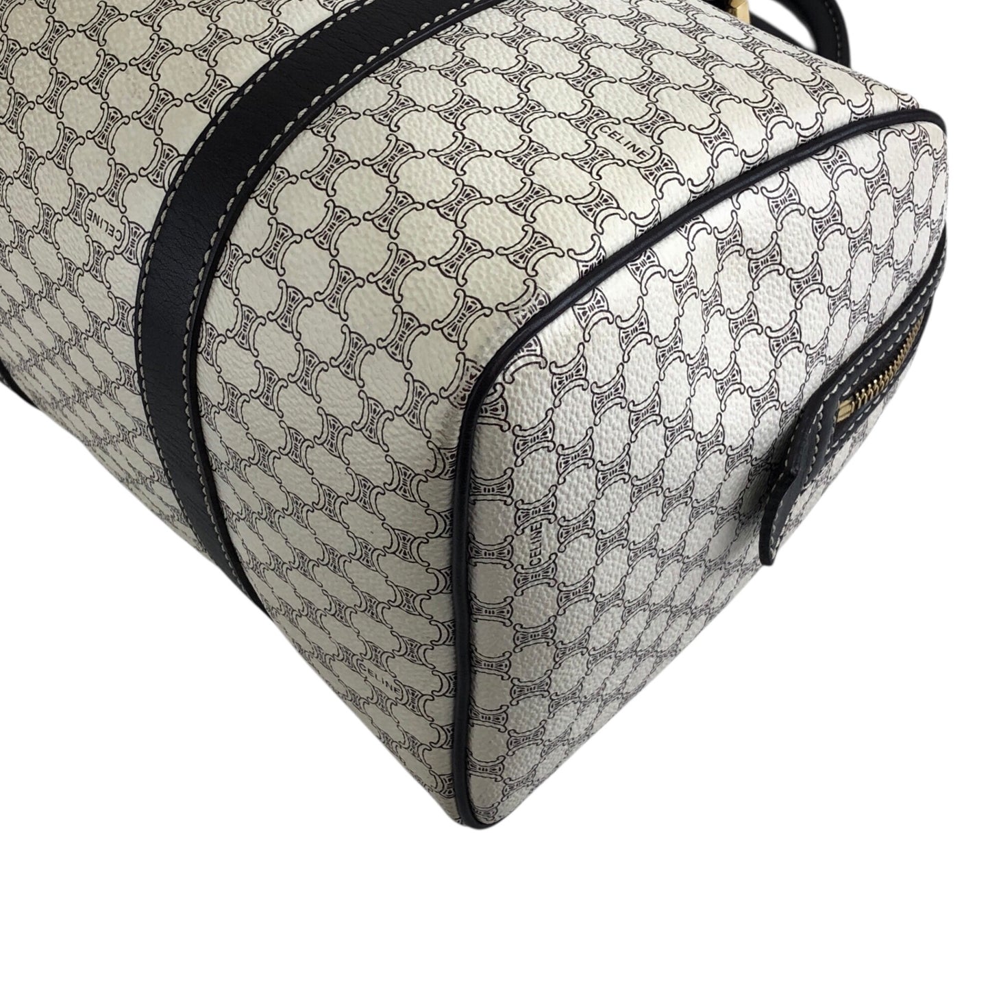 CELINE Macadam Handbag Boston bag White Vintage yci5hj