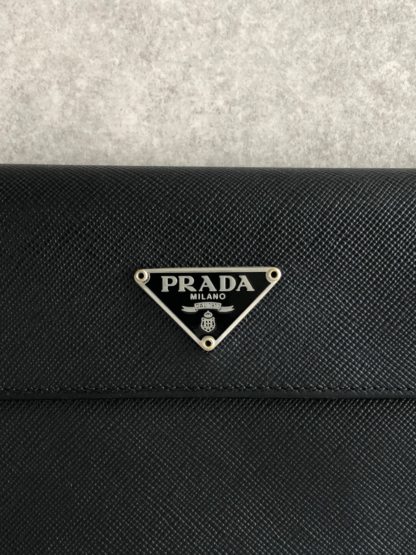 PRADA Triangle Logo Folded Wallet Black Vintage xvag4c