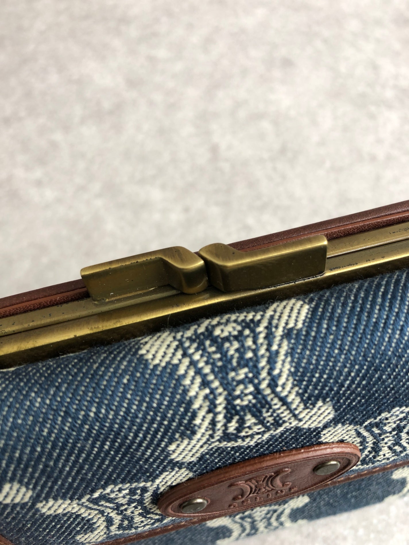 CELINE Paris Macadam Logo Trifold Wallet Indigo Vintage ddcaau
