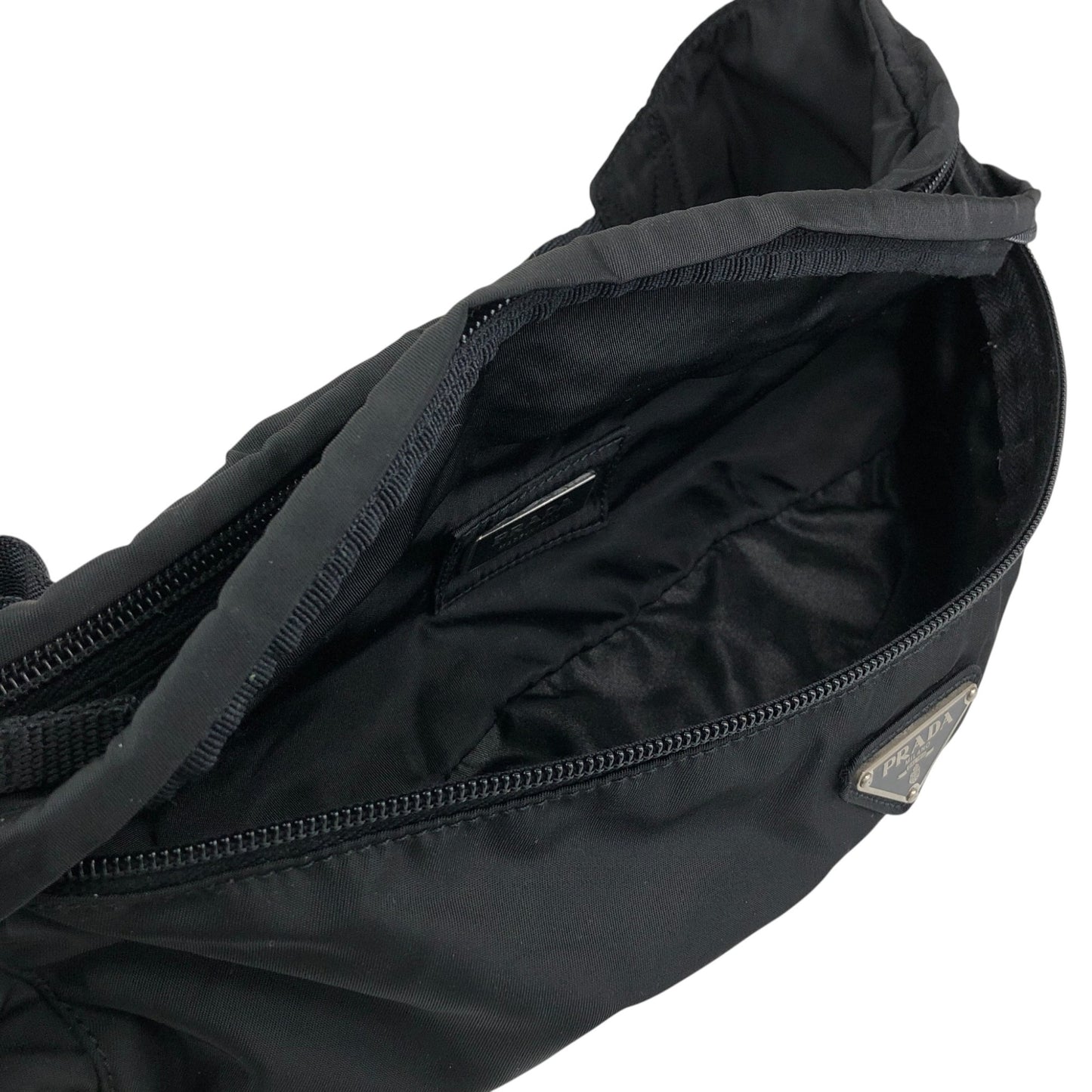 PRADA Tessuto Triangle Logo Sling bag Black Vintage n5nfph