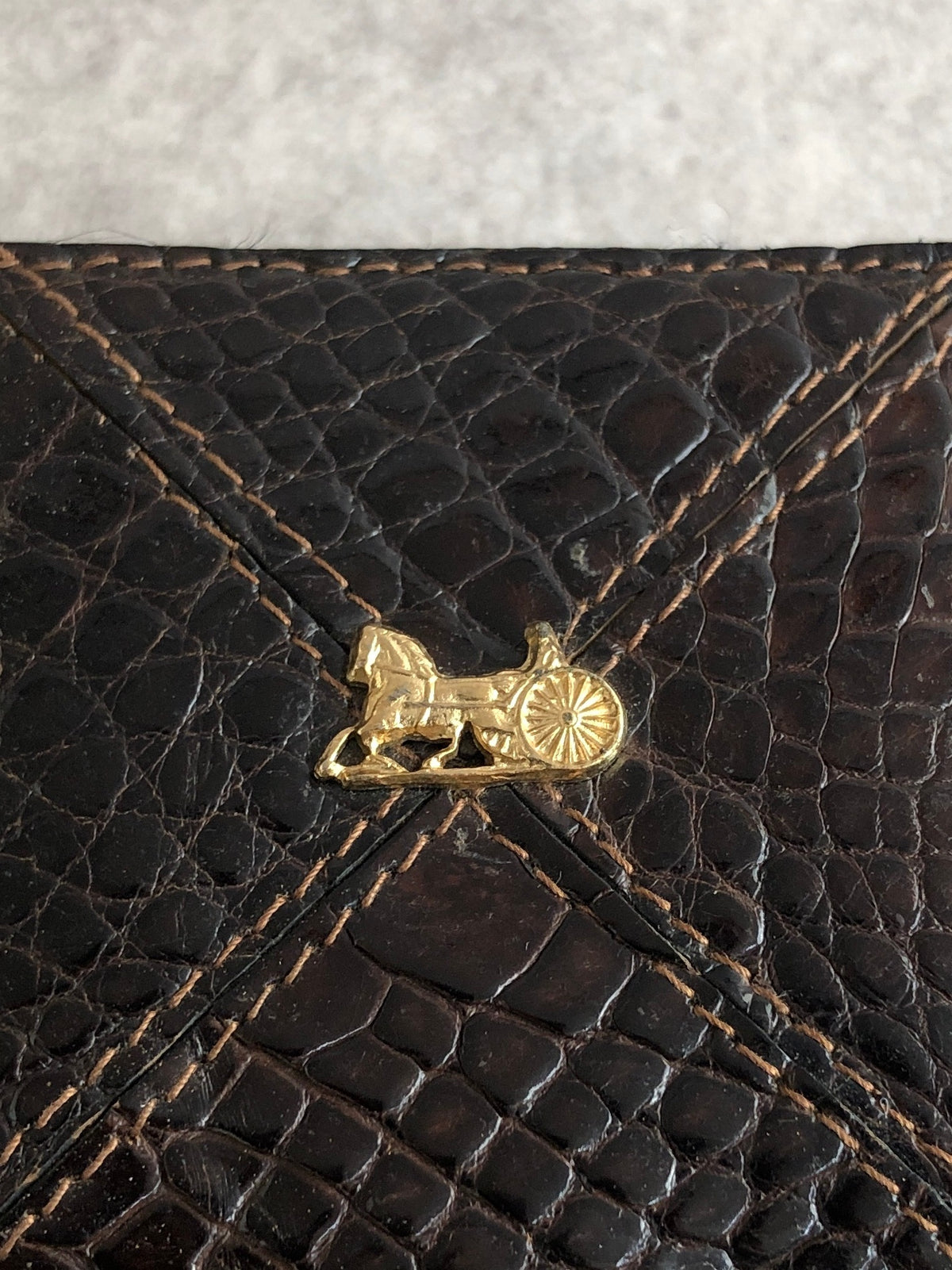 CELINE Horse Carriage Coin Purse Brown Vintage wpdygg