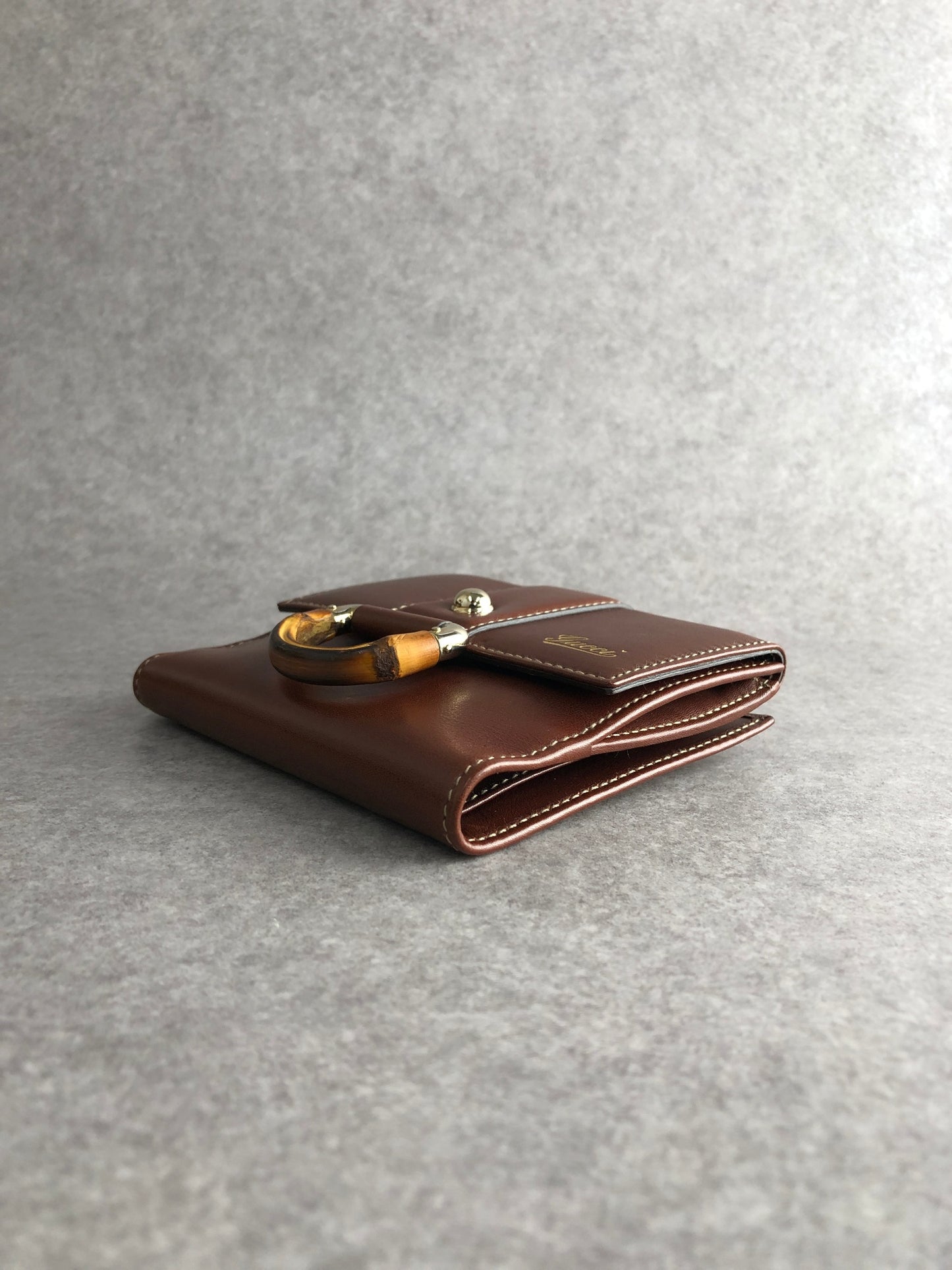 GUCCI Bamboo Folded Wallet Brown Vintage nduszv
