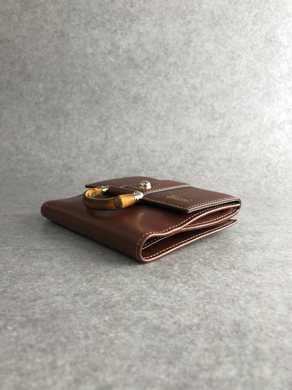 GUCCI Bamboo Folded Wallet Brown Vintage nduszv