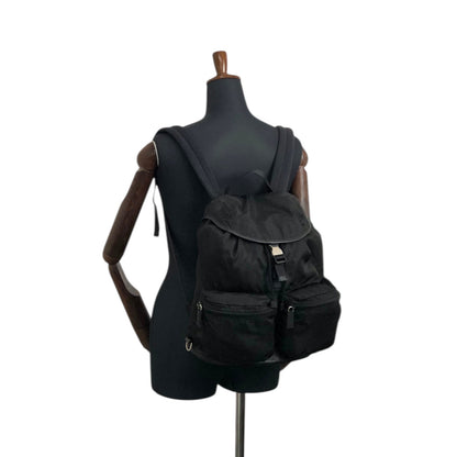 PRADA Tessuto Triangle Logo Front Buckle Backpack Black Vintage pyct8y
