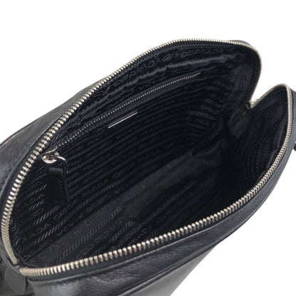 PRADA Logo Pouch Black Vintage e5kf4y